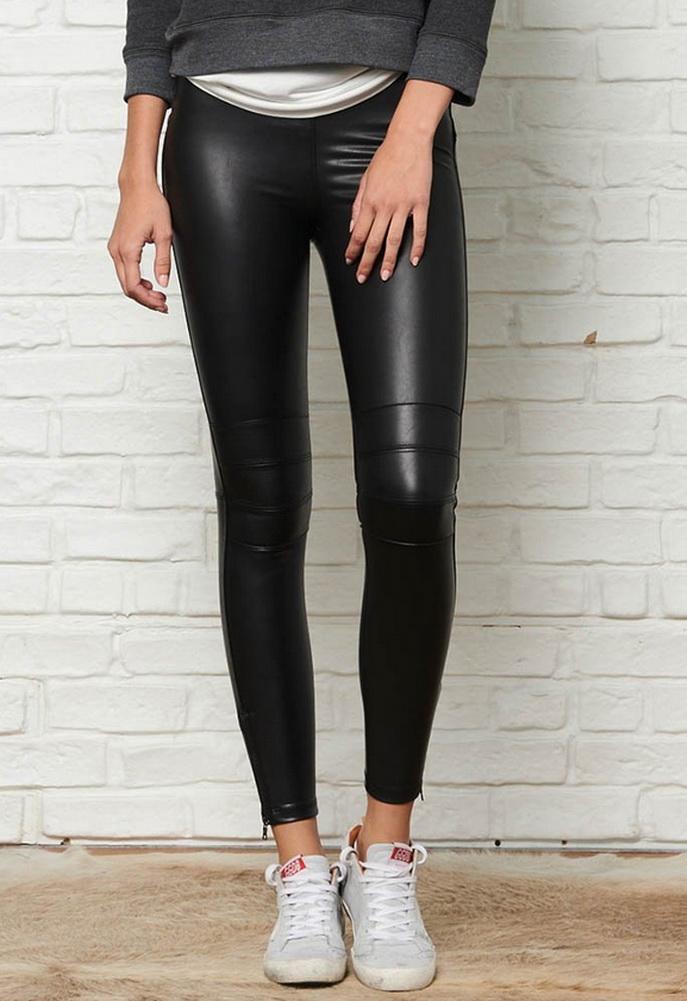 David Lerner Vegan Leather Moto Legging With Back Zip