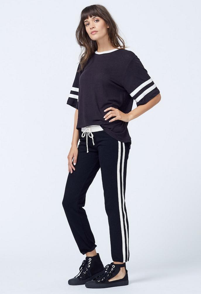 Monrow Contrast Stripe Sweats With Elastic Waist