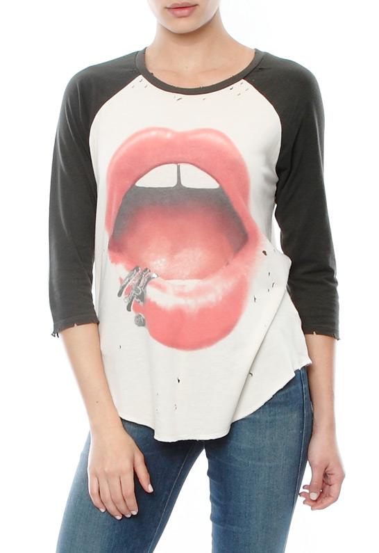 Lauren Moshi Color Lip Piercing Maglan Tee