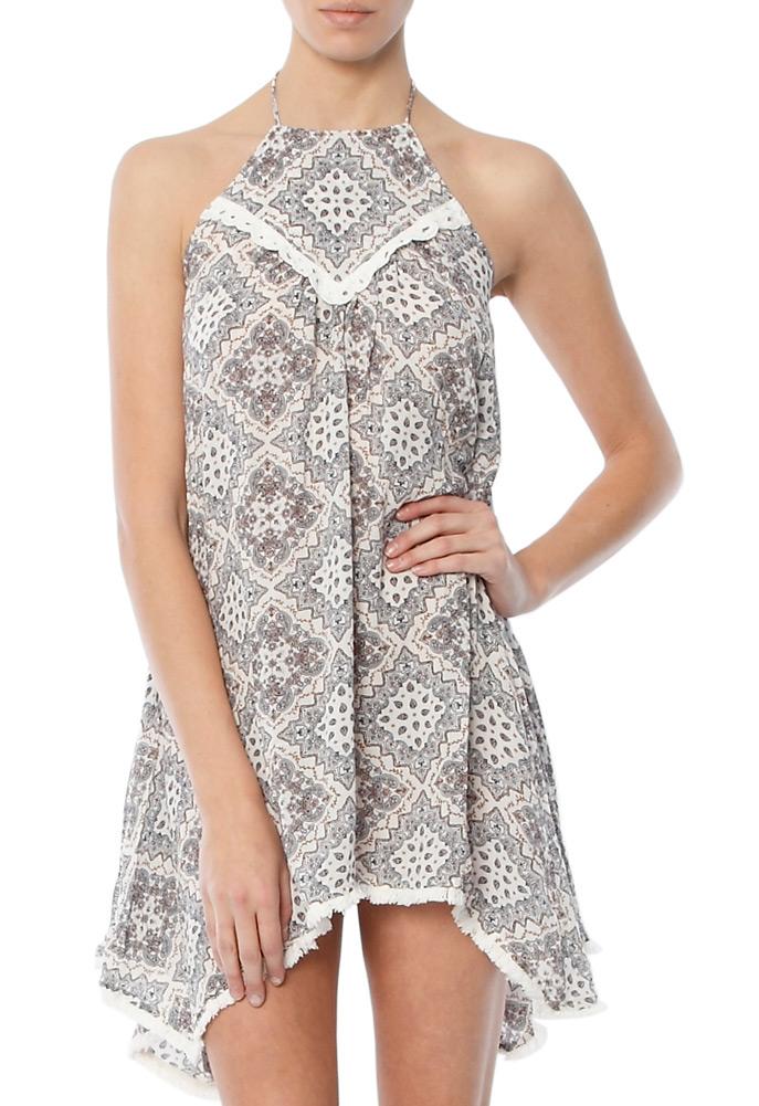 Moon River Halter Neck Fringed Dress