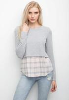 Generation Love Mischa Double Layer Top With Plaid Shirt Hem