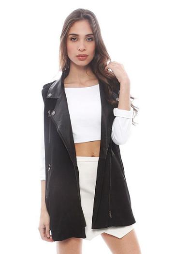 Primary Erin Vest With Leather Trim
