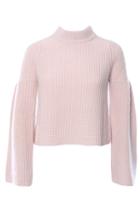 Autumn Cashmere Cropped Mock Neck Sweater With Trumpet Sleeve