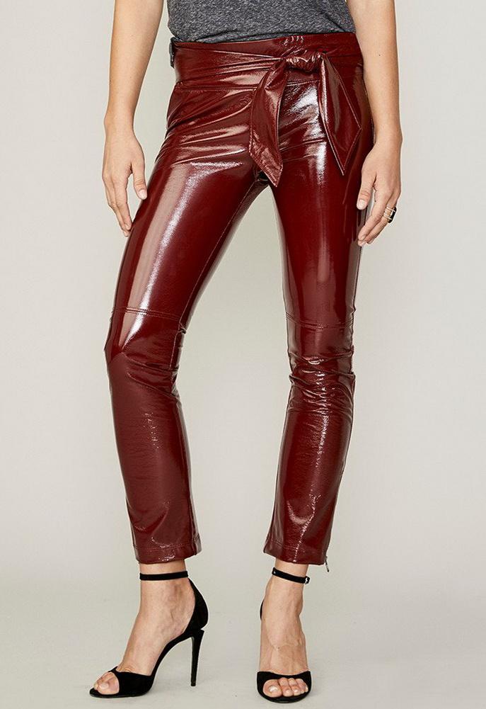 David Lerner Vinyl Waist Tie Legging With Ankle Zip