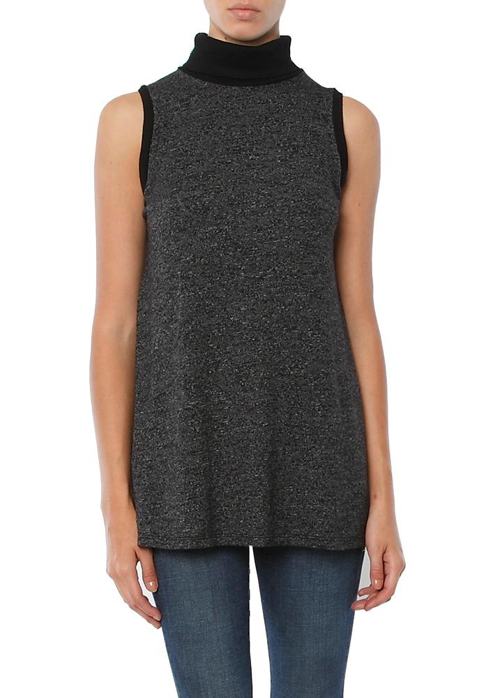 Three Dots Mckenna Sweater Slub Sleeveless Mock Top