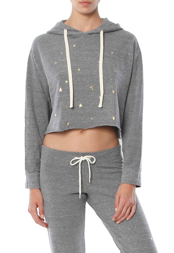 Monrow Oversized Cropped Hoodie With Stardust