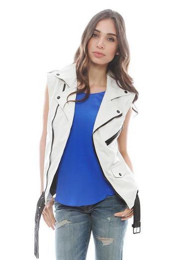Blk Dnm Leather Moto Vest