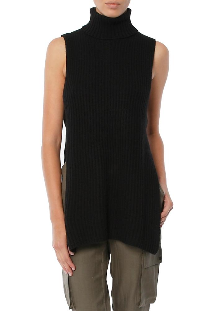 Autumn Cashmere Shaker Stitch Apron Turtleneck