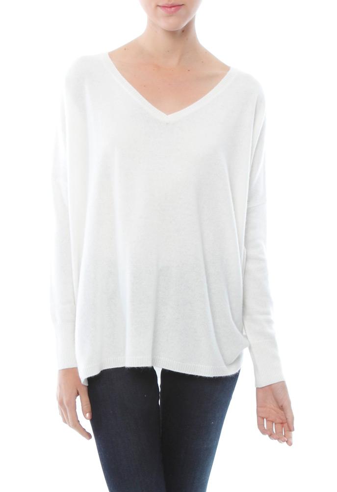 Minnie Rose Cashmere Long Sleeve Pow Wow Boyfriend Sweater