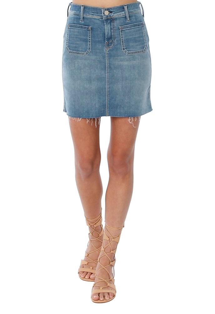 Mother High Waisted Patchie Mini Fray Skirt