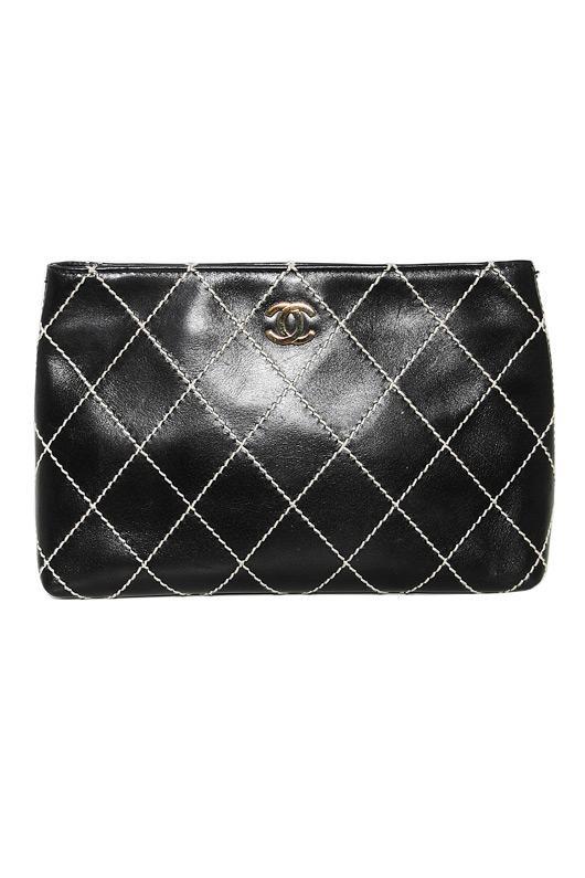 Vintage Chanel Surpique Quilted Stitched Clutch