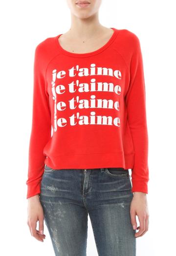 Sundry Je T'aime Cropped Pullover