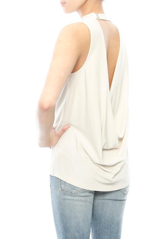 Halston Heritage Mock Neck Drape Back Top