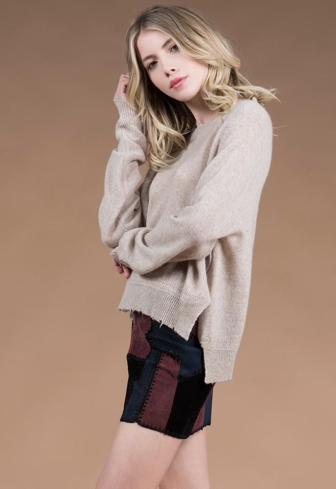 27 Miles Malibu Yann Crew Neck Sweater With Side Slits