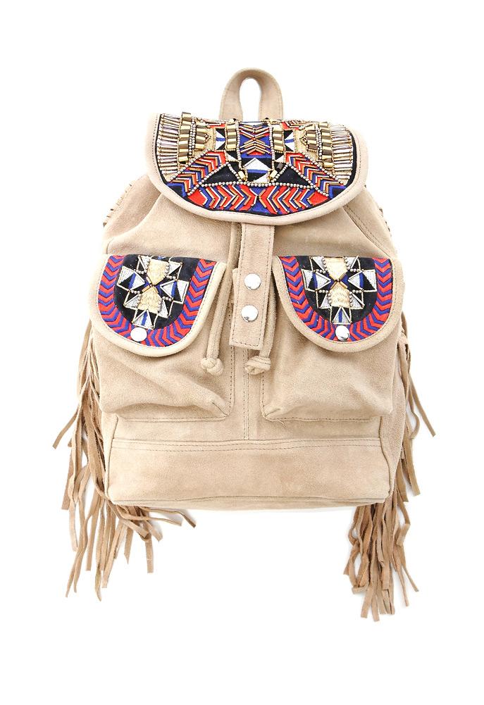 Type Alpha Suede Embroidered Backpack