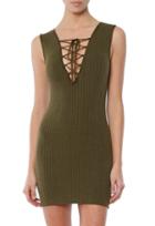 My Style Mode Ribbed Tie Up Mini Dress