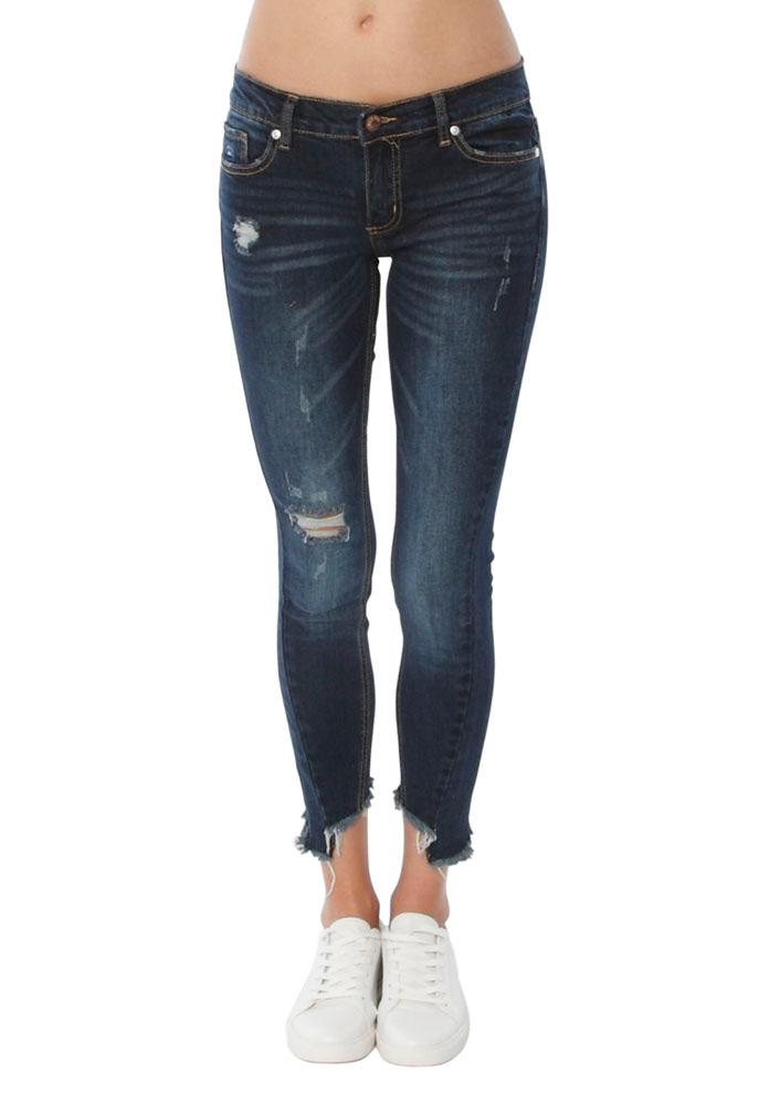 C&c California Haiden Low Rise Uneven Ankle Skinny Jean