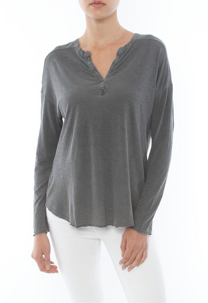 Stateside Split Neck Long Sleeve Tee