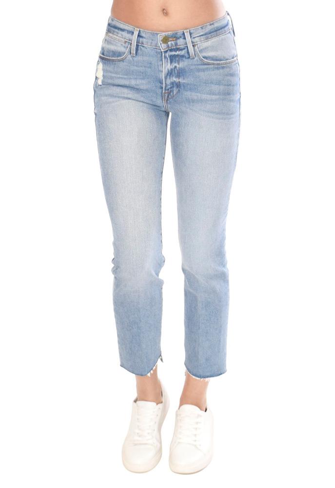 Frame Denim Le High Straight Jean With Reverse Cascade Hem