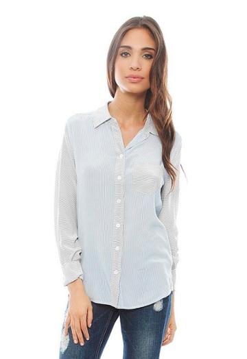 Equipment Brett Blouse With Contrast Sleeves