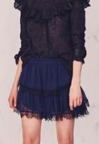 Loveshackfancy Ruffle Mini Skirt With Lace Trim