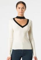 Autumn Cashmere Mock 2 Tone V Neck Sweater
