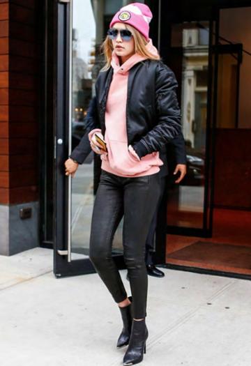 A Gold E Sophie Hi Rise Leatherette Skinny Crop Jean As Seen On Gigi Hadid