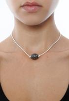 Mgems Pave Oval Leather Choker Necklace