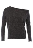 Minnie Rose Lurex Slouchy One Shoulder Sweater
