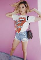Madeworn Rolling Stones Of America 78 Tongue Shrunken Tee As Seen On Ashley Tisdale