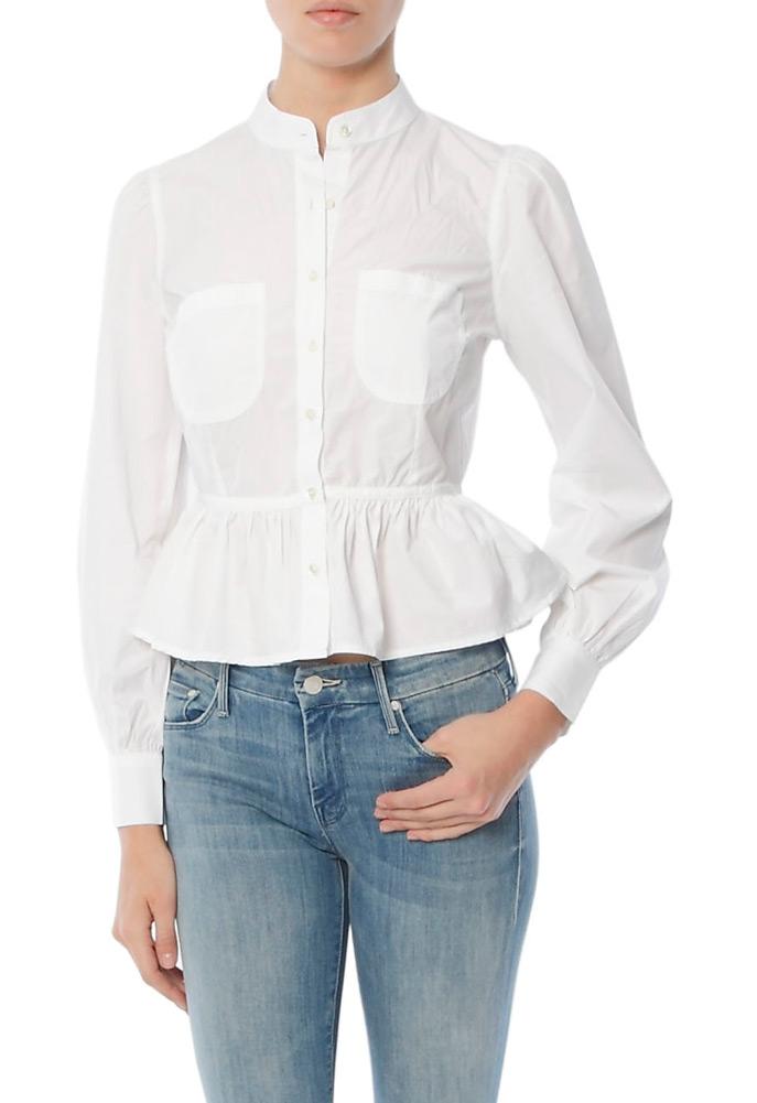 Frame Denim Double Pocket Peplum Blouse