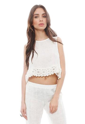 Alexis Meester Crop Top With Crochet Trim