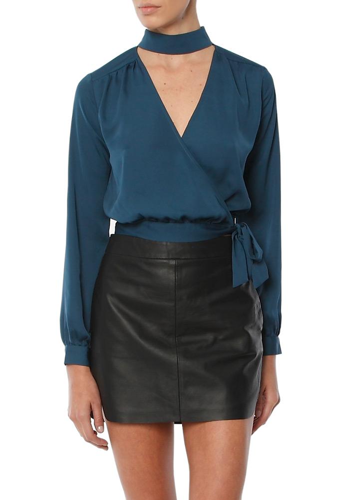 L'academie The High Collar Wrap Top