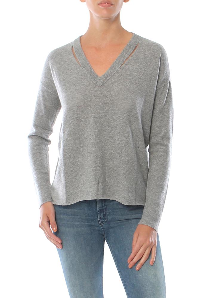 Minnie Rose Cut It Out Cashmere V Neck Sweater