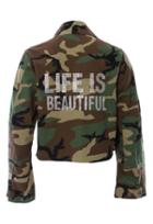 Hipchik Life Is Beautiful Cropped Camo Jacket