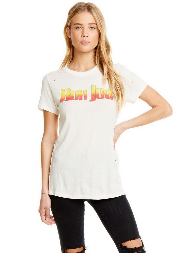 Chaser Bon Jovi Gauzy Cotton Jersey Short Sleeve Tee