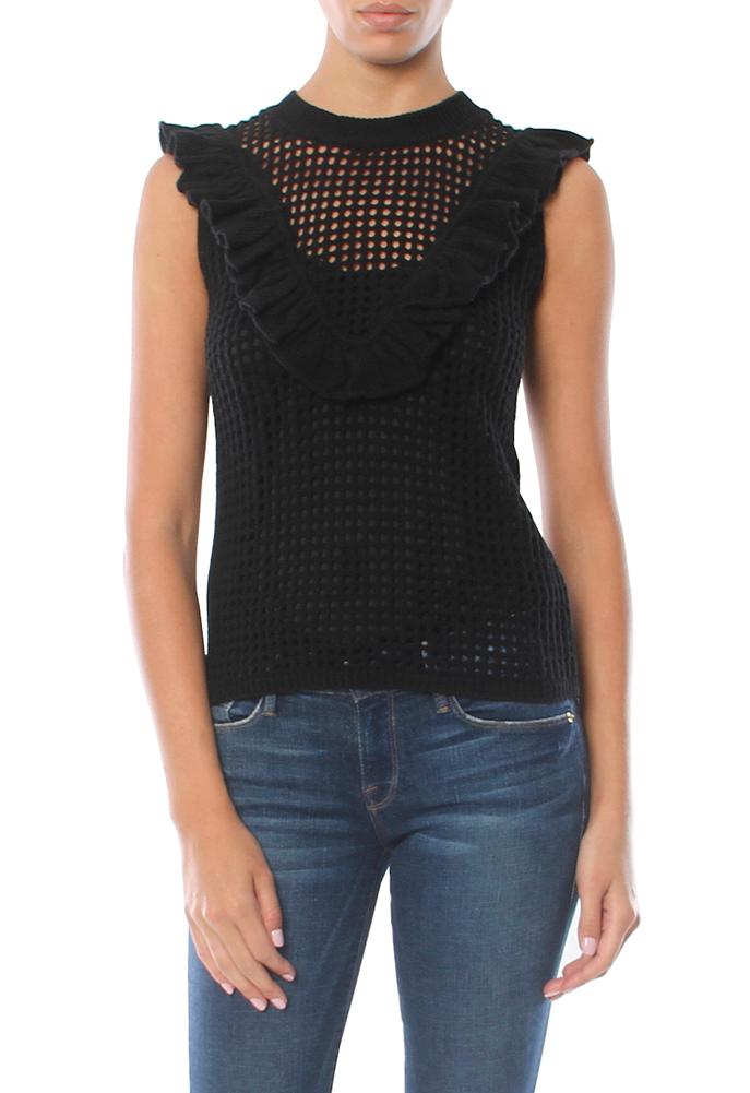 Minnie Rose Ruffle Sleeveless Sweater