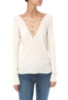 Ragdoll Los Angeles Rib Long Sleeve Lace Up Top