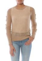 Minnie Rose Military Cashmere Cut Out Sweater