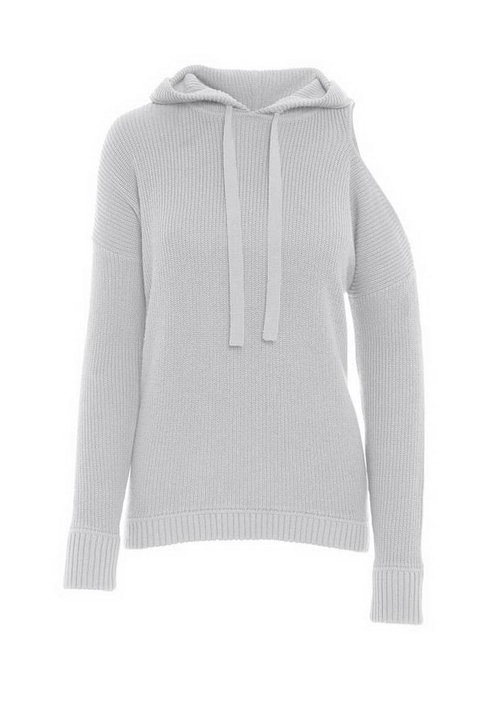 Minnie Rose Cotton Cut Out Shoulder Sweater