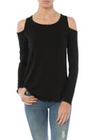 Chaser Cool Jersey Long Sleeve Shirttail Cold Shoulder Tee