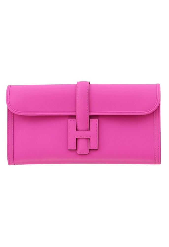 Vintage Hermes Magnolia Swift Leather Jige Elan 29 Clutch