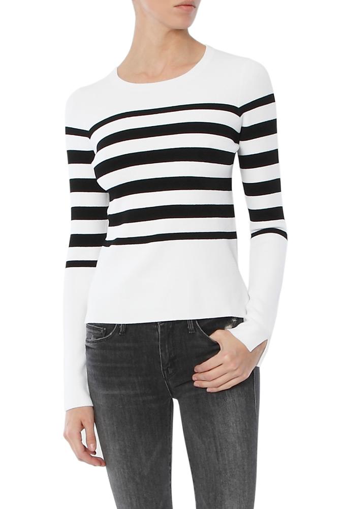 Autumn Cashmere Hi Lo Striped Crewneck