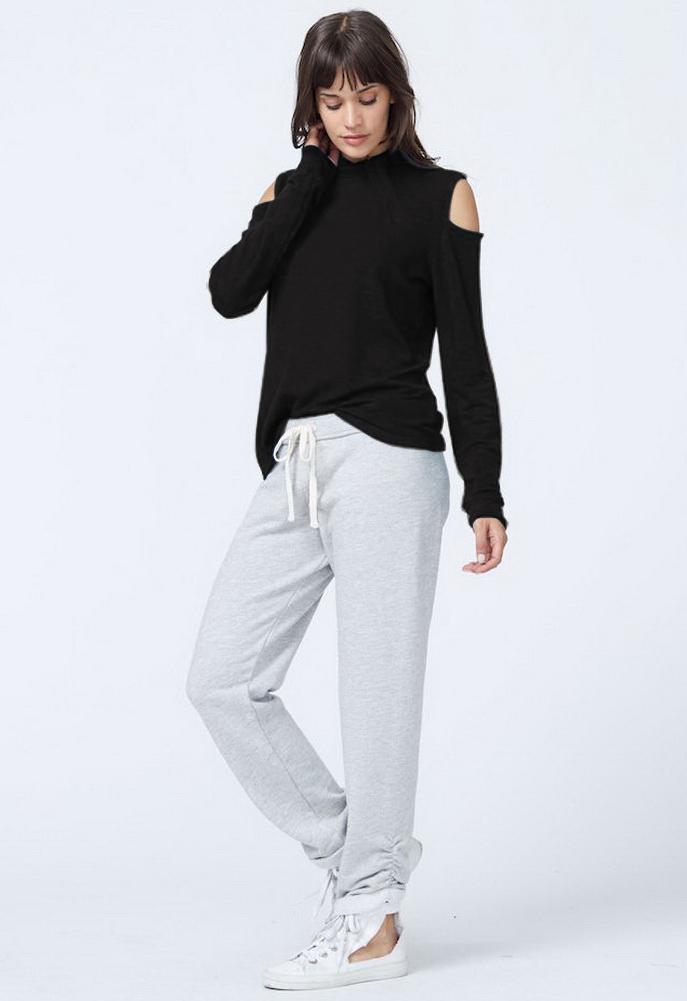 Monrow Turtleneck Cold Shoulder Top
