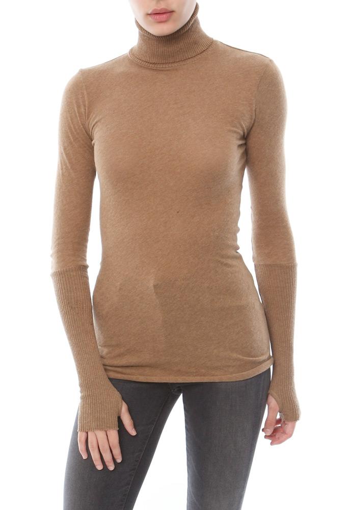 Enza Costa Cotton Cashmere Cuffed Turtleneck