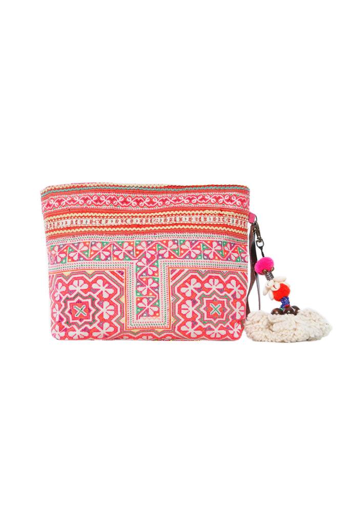 Jadetribe Eliz Handembroidered Pom Clutch