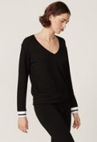 Monrow Dark Heather Supersoft Long Sleeve V Neck With Elastic Cuff