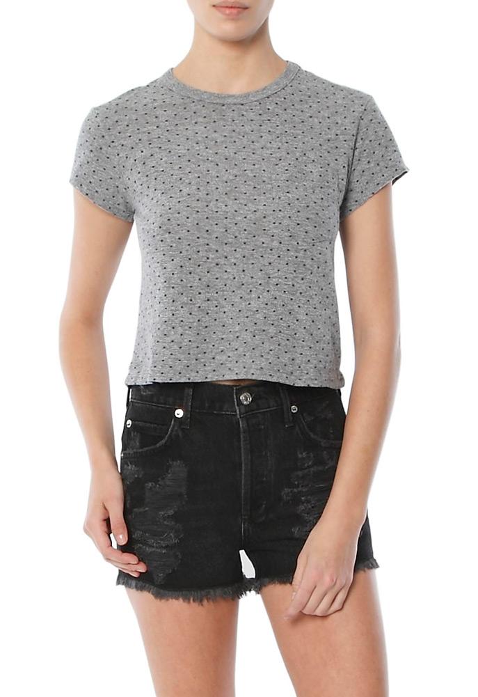 Monrow Granite Mini Pocket Tee With Swiss Dots
