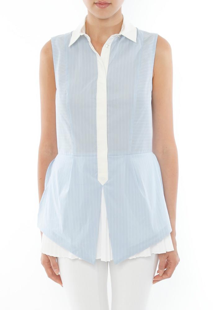 Derek Lam 10 Crosby Sleeveless Top With Pleated Hem
