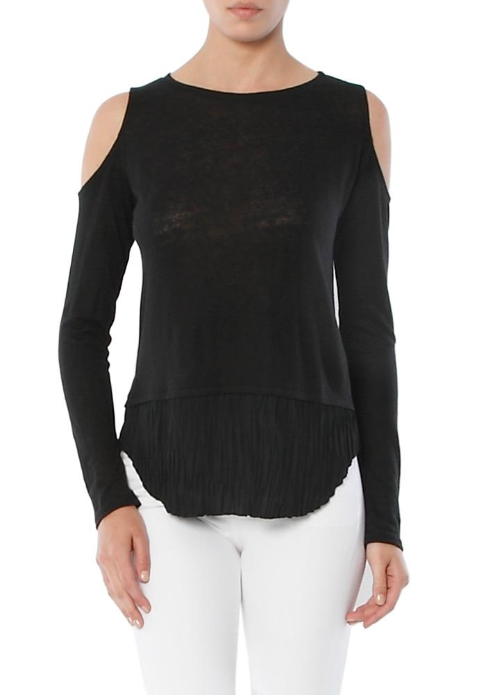Generation Love Talulah Pleated Double Layer Cold Shoulder Top